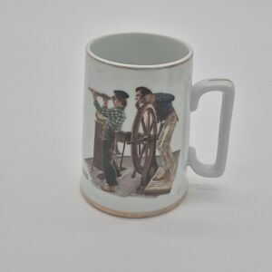 1985 Norman Rockwell Museum "River Pilot" Porcelain Coffee Cup Mug